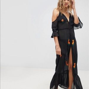 Mesh Beach Maxi Dress, swimwear cover up